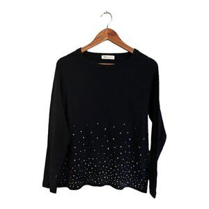 Diana Gallesi Cashmere Pullover Sweater Navy Blue Embellished Medium M